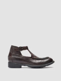 CALIXTE 032 - Brown Leather Cut-Out Loafers