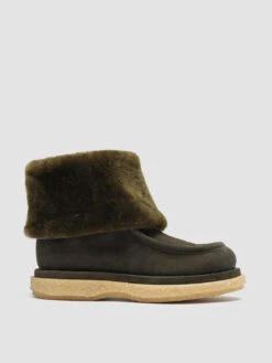 HOLYFUR 001 - Green Suede And Shearling Ankle Boots