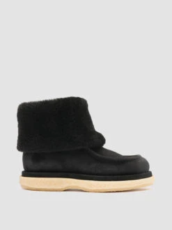 HOLYFUR 001 - Black Suede And Shearling Ankle Boots