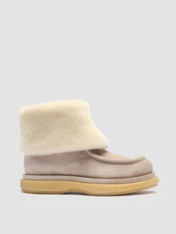 HOLYFUR 001 - Ivory Suede And Shearling Ankle Boots
