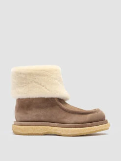 HOLYFUR 001 - Brown Suede And Shearling Ankle Boots
