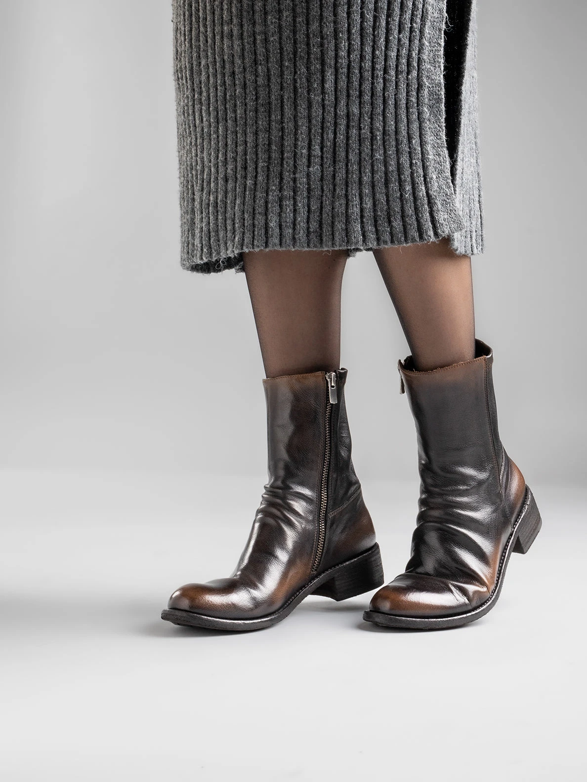 LISON 041 - Brown Leather Ankle Boots - Image 6