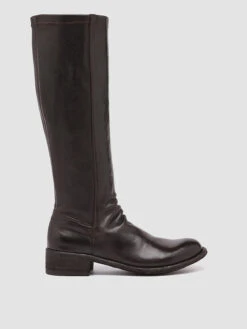 LISON 035 - Brown Stretch Leather Boots