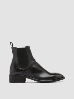 SELINE 002 - Black Leather Chelsea Booties