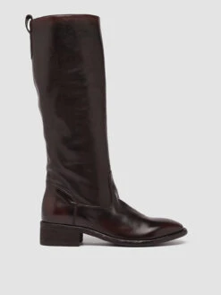 SELINE 013 - Brown Zipped Leather Boots