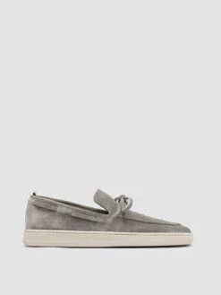 HERBIE 003 - Light Grey Suede Boat Loafers