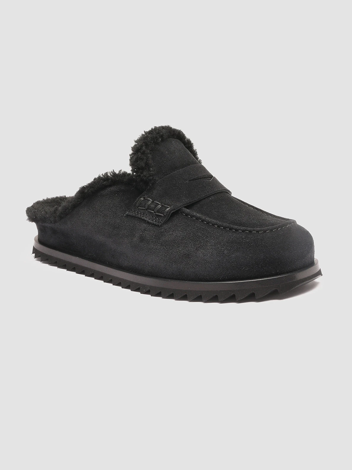 PELAGIE D’HIVER 007 - Black Suede And Shearling Mules - Image 3
