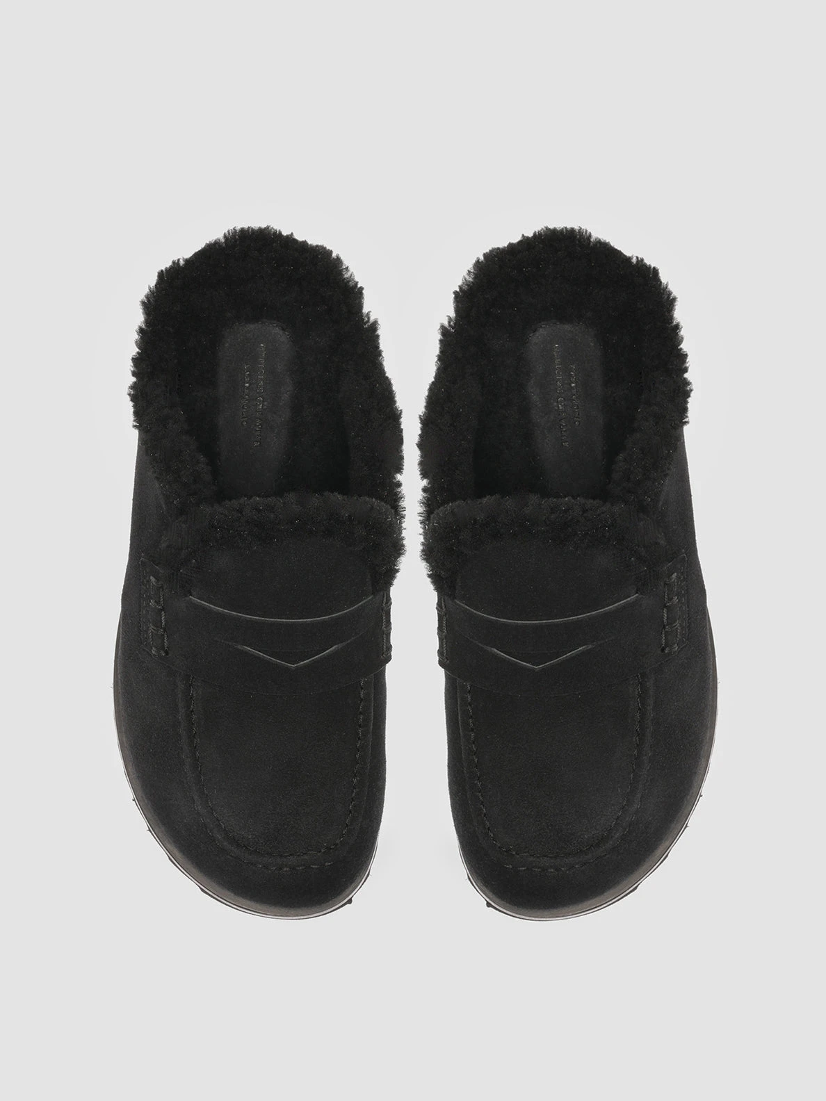 PELAGIE D’HIVER 007 - Black Suede And Shearling Mules - Image 2