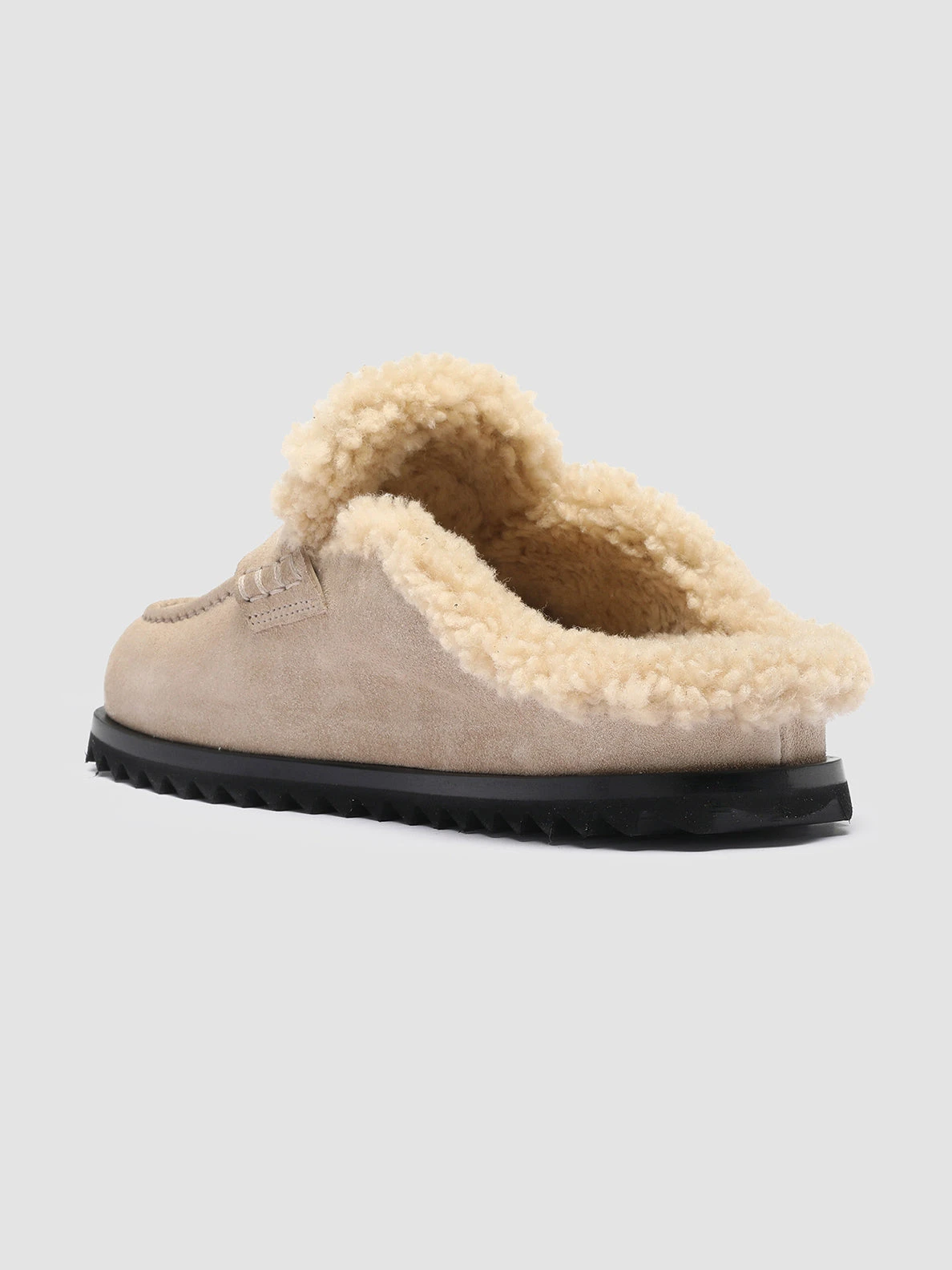 PELAGIE D’HIVER 007 - Ivory Suede And Shearling Mules - Image 4