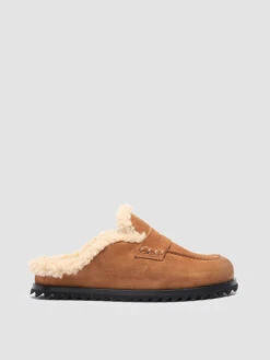 PELAGIE D’HIVER 007 - Brown Suede And Shearling Mules