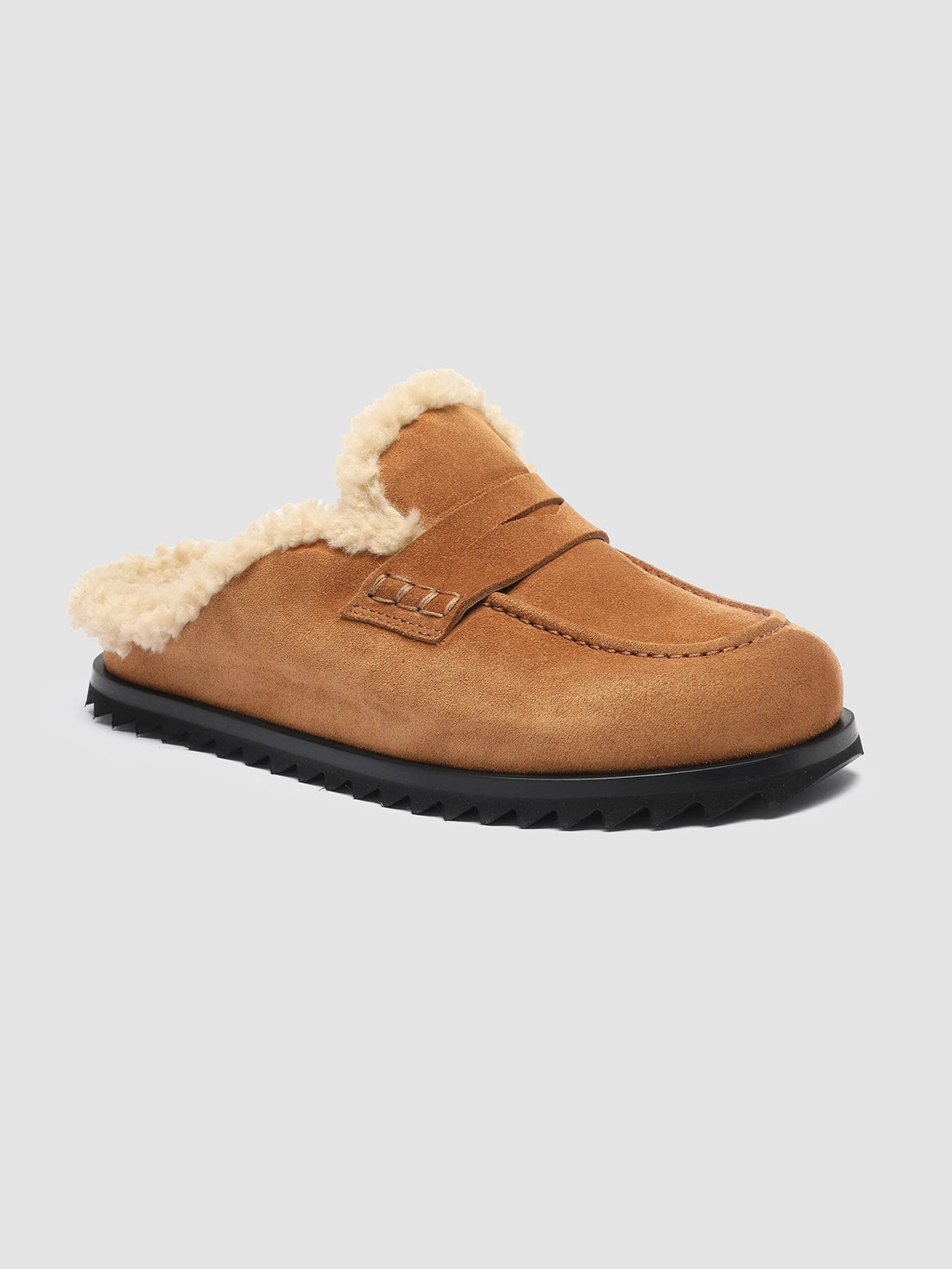 PELAGIE D’HIVER 007 - Brown Suede And Shearling Mules - Image 3