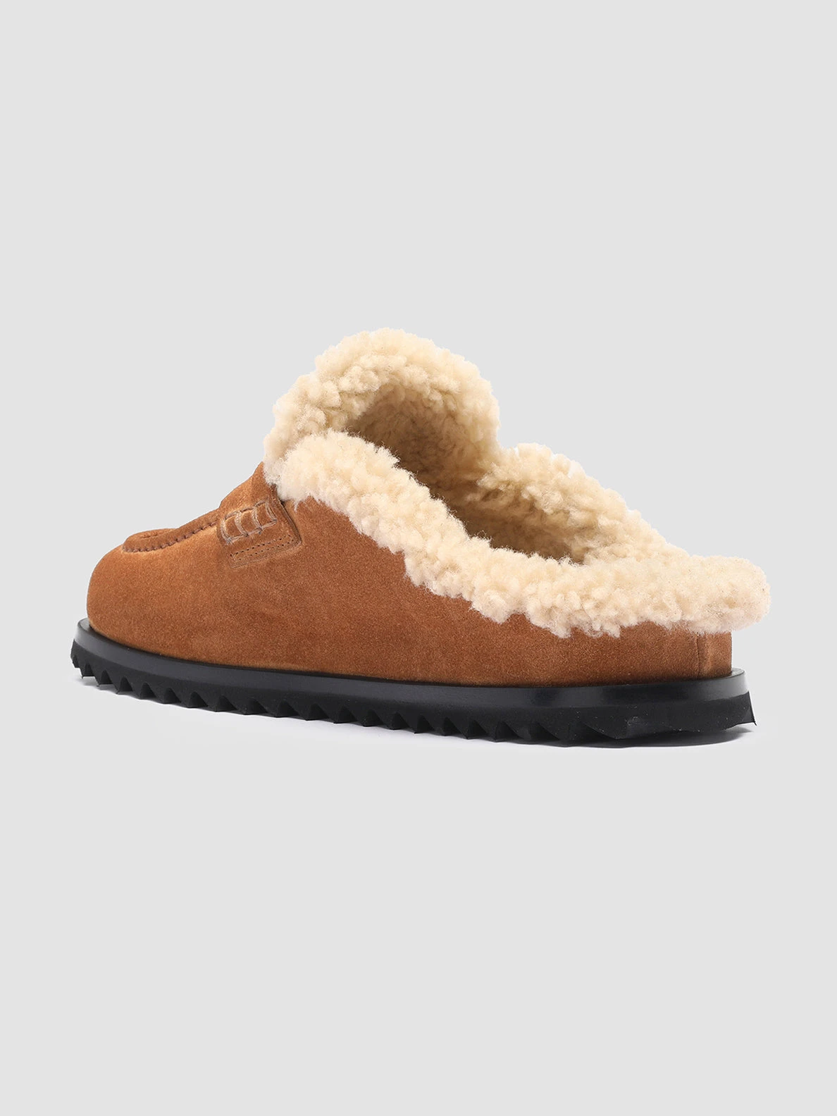 PELAGIE D’HIVER 007 - Brown Suede And Shearling Mules - Image 4