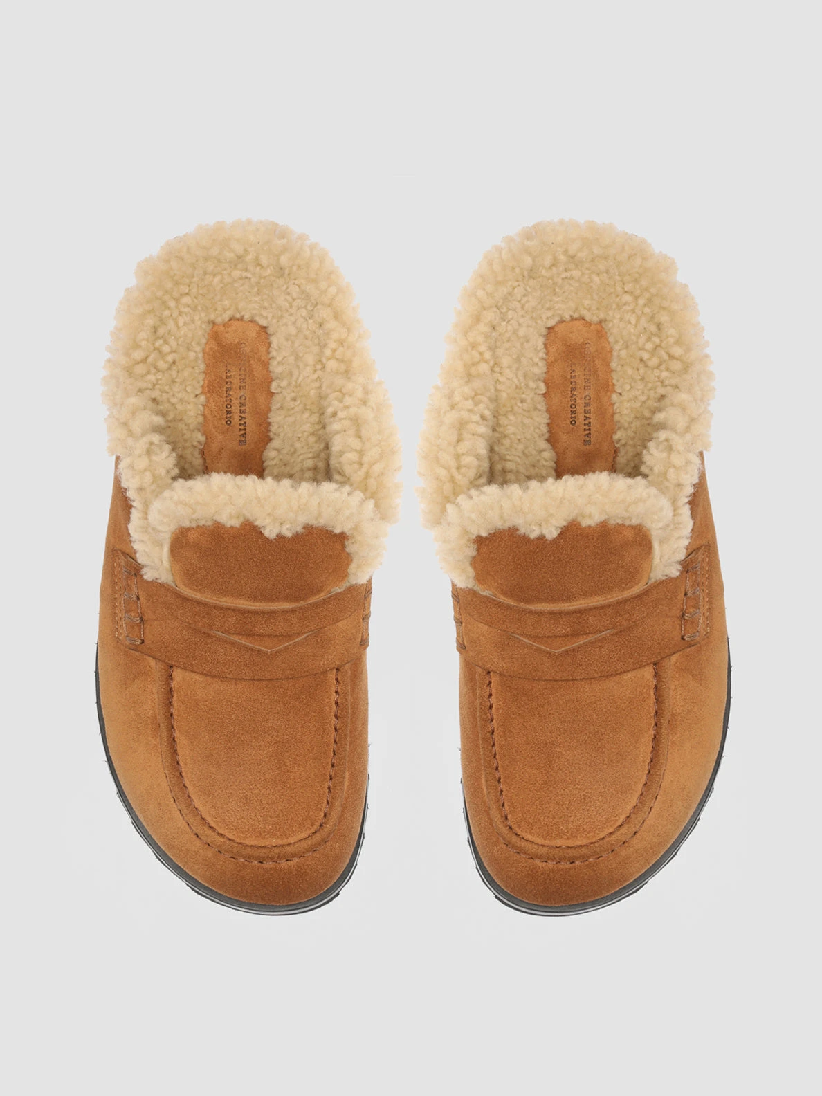 PELAGIE D’HIVER 007 - Brown Suede And Shearling Mules - Image 2